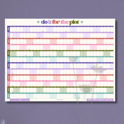 Do It For The Plot Wall Planner – Mid Year Calendar 2025–2026 – July Start Academic Planner – Dopamine Decor – Aesthetic Dorm Wall Art