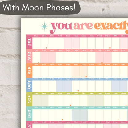 You Are Exactly Where You Need To Be Wall Planner – Pastel Mid Year Calendar 2025–2026 – July Start Academic Planner – Colorful Aesthetic