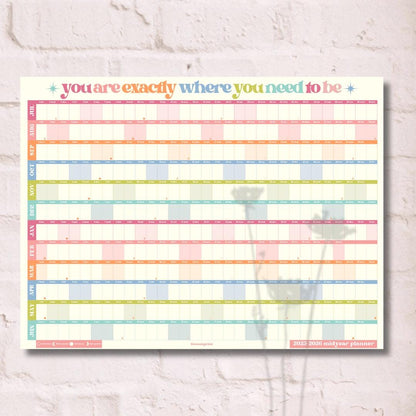 You Are Exactly Where You Need To Be Wall Planner – Pastel Mid Year Calendar 2025–2026 – July Start Academic Planner – Colorful Aesthetic