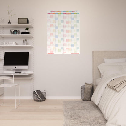 Vertical Wall Planner – You Are Exactly Where You Need To Be – Mid Year Calendar 2025–2026 – July Start – Motivational Dorm Classroom Decor