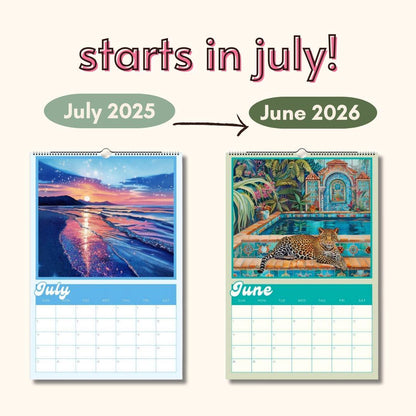 Dopamine Decor Academic Wall Calendar 2025–2026 – July Start Mid Year Planner – School Year Wall Art – Teacher Gift – Colorful Calendar