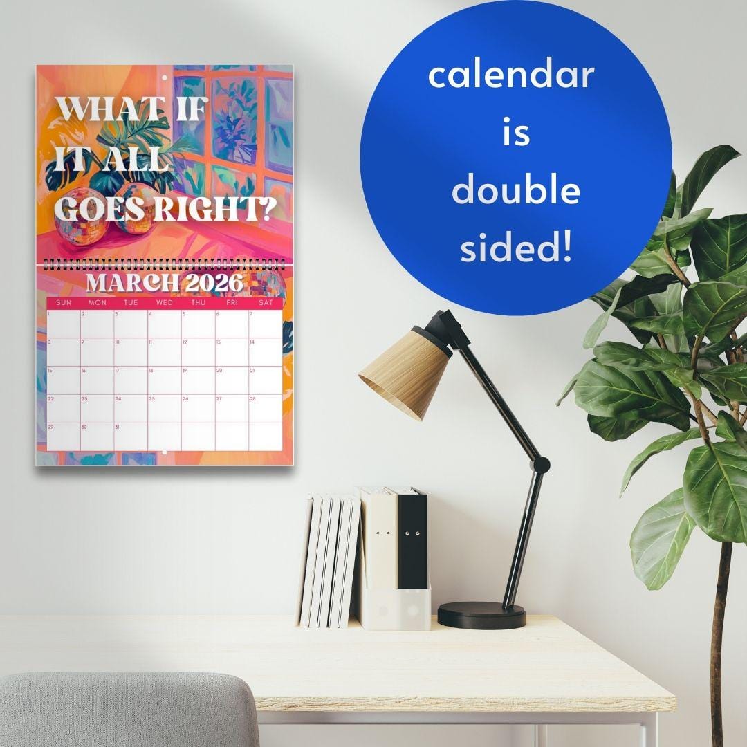 2025–2026 Inspirational Calendar – July Start Wall Calendar – Mid Year Motivational Planner – Disco & Botanical Decor – Home or Office