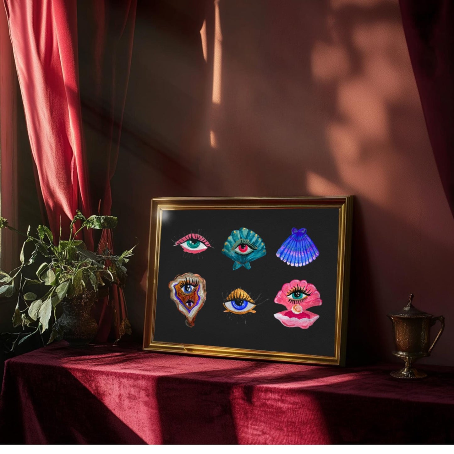 Ocean Eyes Art Print – Surreal Eye Wall Art Moody Coastal Aesthetic Print Maximalist Ocean Decor Gallery Wall Art Psychedelic Art Print