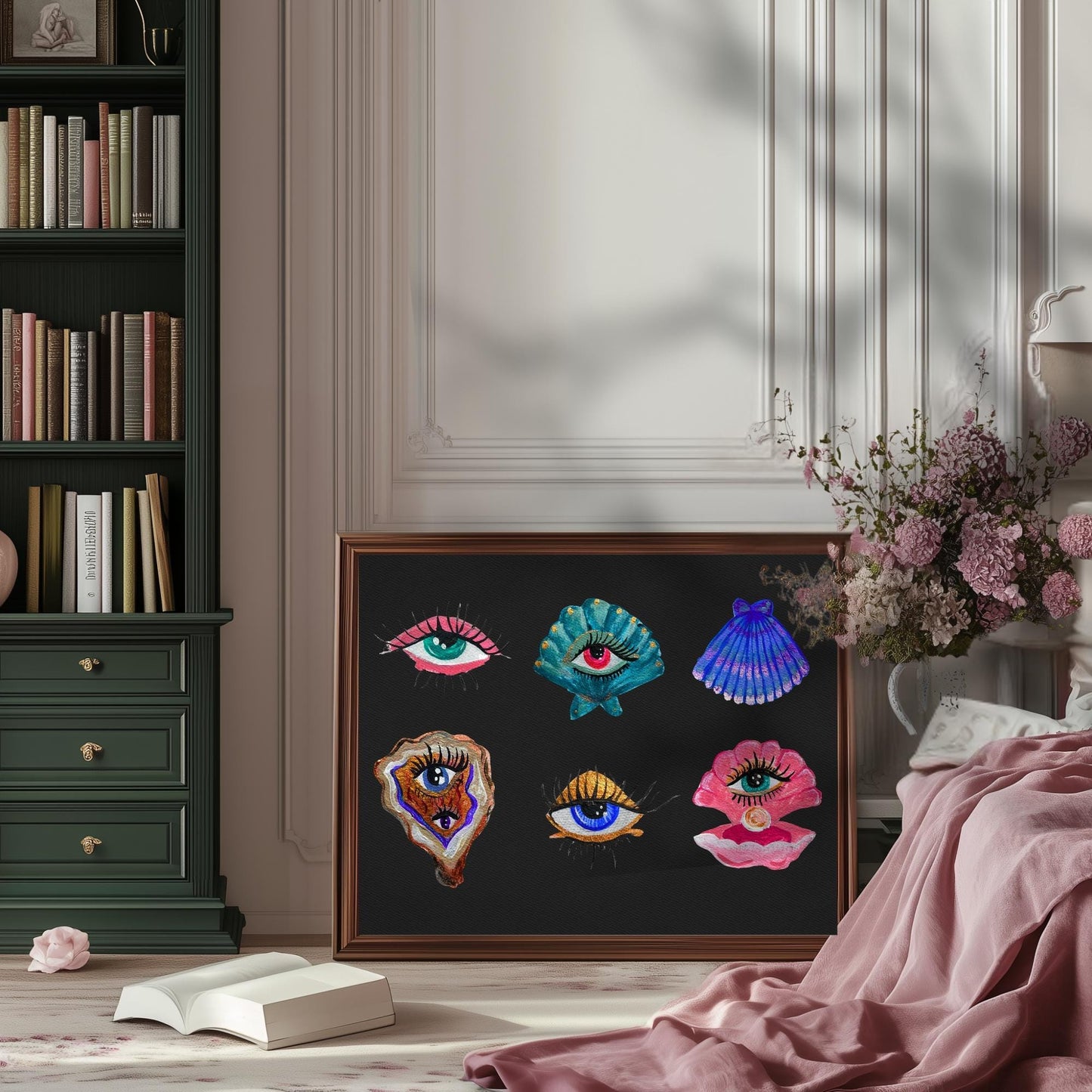 Ocean Eyes Art Print – Surreal Eye Wall Art Moody Coastal Aesthetic Print Maximalist Ocean Decor Gallery Wall Art Psychedelic Art Print