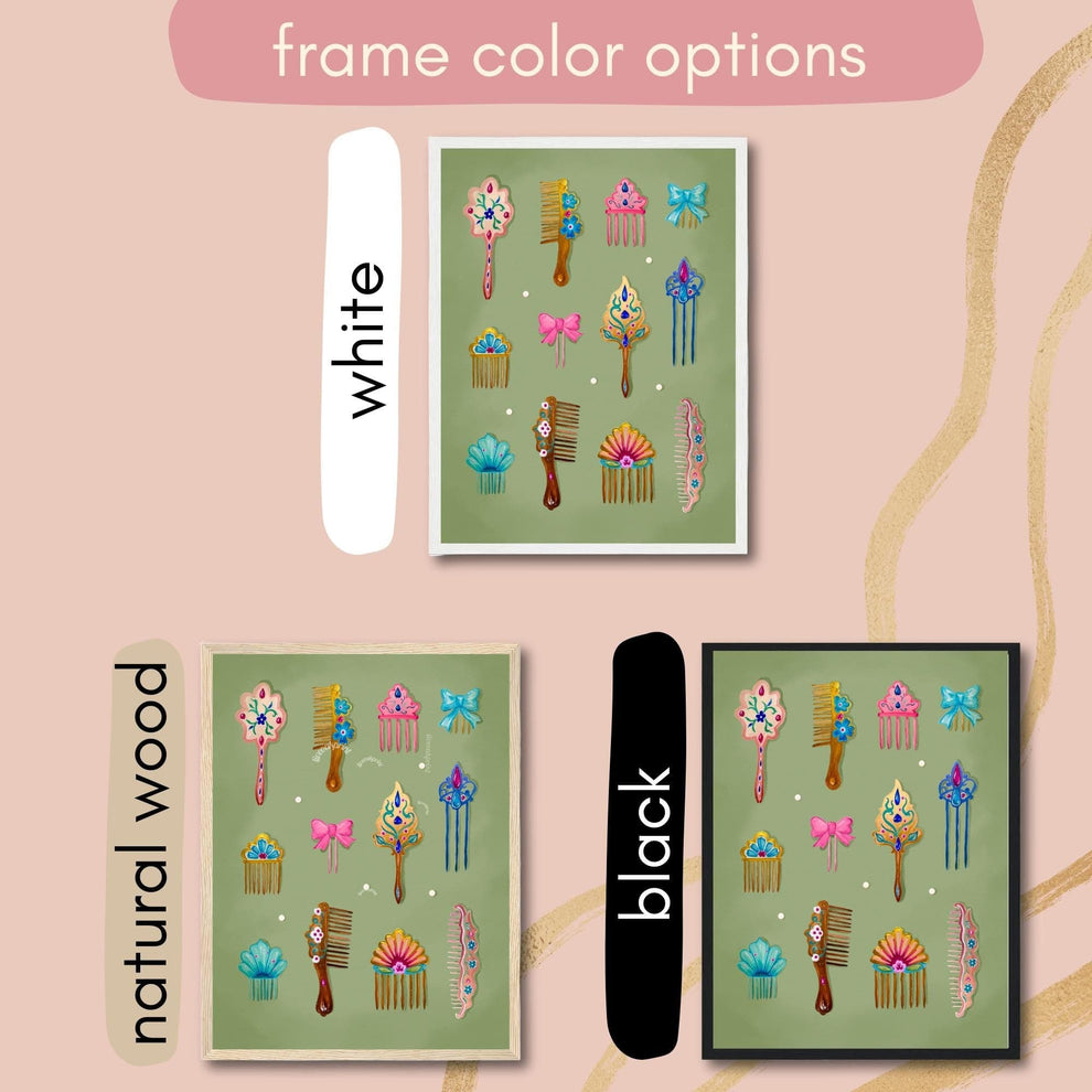 Mermaid Combs Wall Art – Surreal Vintage Hair Comb Art Print, Ocean Coquette Wall Decor, Whimsical Mermaidcore Beauty Art