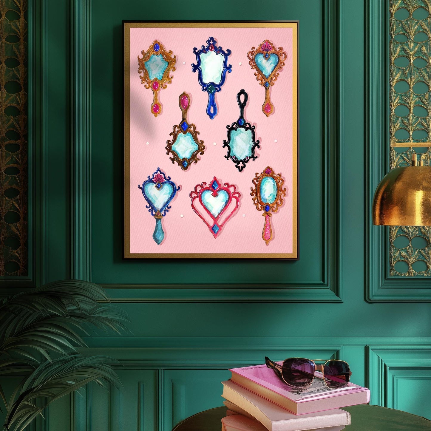 Mermaid Mirrors – Coquette Vanity Art Print, Vintage Aesthetic Decor, Pastel Mermaidcore Wall Art