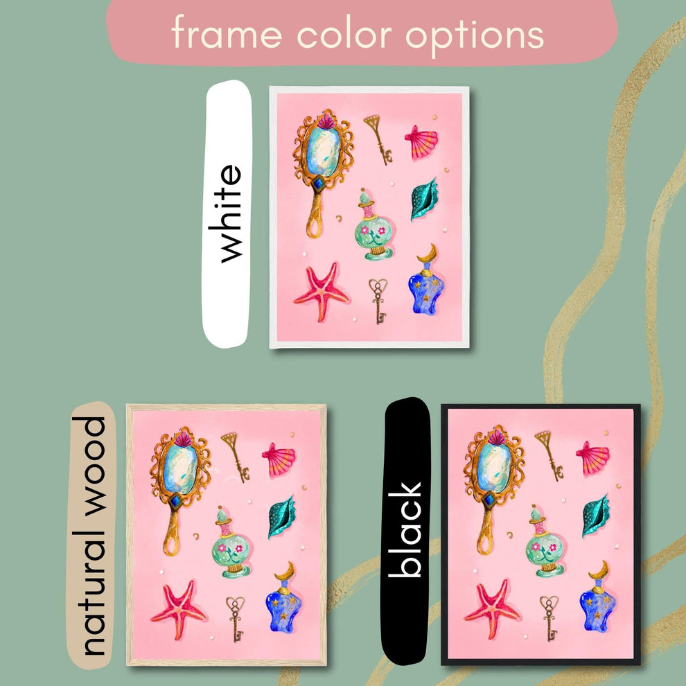 Pearls and Things – Coquette Vanity Print – Pastel Coastal Wall Art – Dark Feminine Ocean Decor – Mystical Mermaidcore Aesthetic