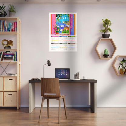 2025–2026 Wall Calendar – What If It All Works Out – Mid Year Academic Calendar – Mediterranean Wall Art