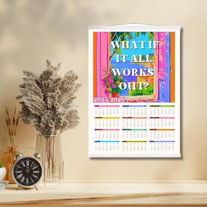 2025–2026 Wall Calendar – What If It All Works Out – Mid Year Academic Calendar – Mediterranean Wall Art