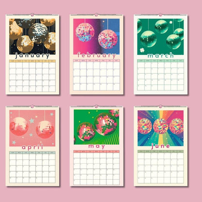 Mid year 2025-2026 Disco Calendar | 2025 Colorful Schoolyear Calendar | Disco Ball Gift | Disco Ball Wall Calendar | Academic Year Calendar