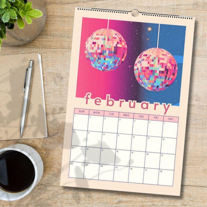 Mid year 2025-2026 Disco Calendar | 2025 Colorful Schoolyear Calendar | Disco Ball Gift | Disco Ball Wall Calendar | Academic Year Calendar