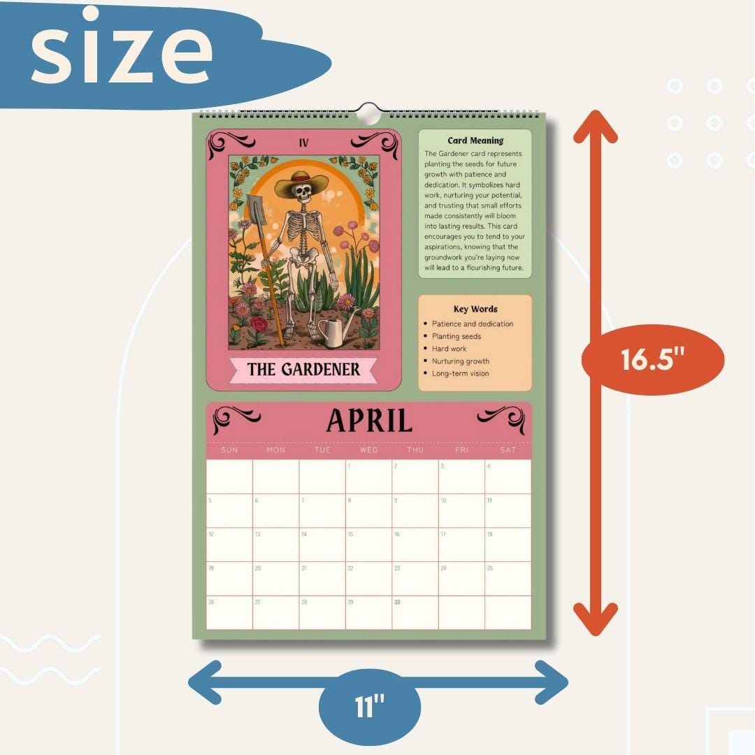 2025–2026 Seasonal Tarot Calendar | Witchy Midyear Calendar | Astrology Decor | Tarot Card Wall Art | Gift for Spiritual Friends