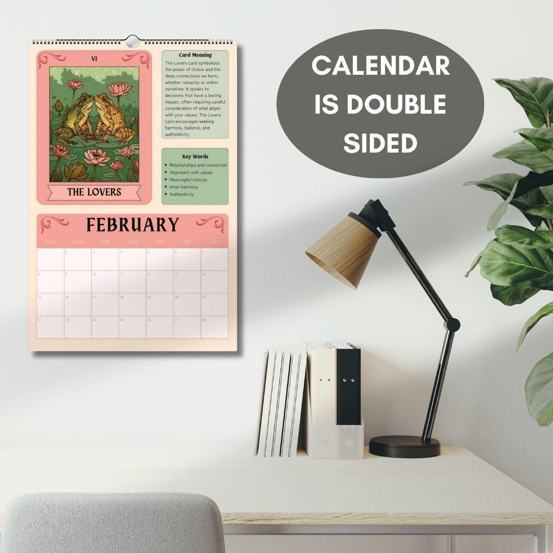 2025–2026 Seasonal Tarot Calendar | Witchy Midyear Calendar | Astrology Decor | Tarot Card Wall Art | Gift for Spiritual Friends