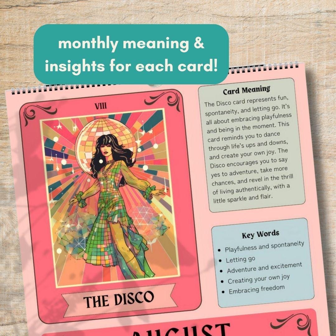 2025–2026 Seasonal Tarot Calendar | Witchy Midyear Calendar | Astrology Decor | Tarot Card Wall Art | Gift for Spiritual Friends