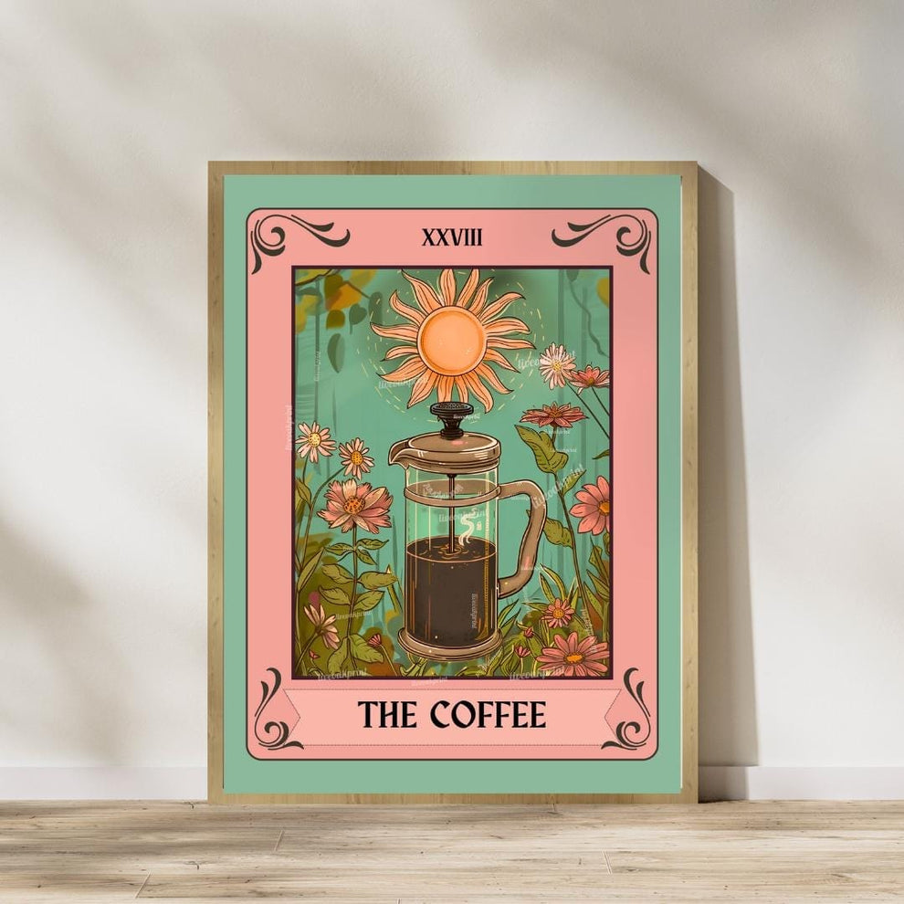 Coffee and Matcha Print Set – Coffee Bar Wall Art – Boho Kitchen Decor – Tea and Coffee Poster Set – Green & Brown Wall Art – Coffee Gift