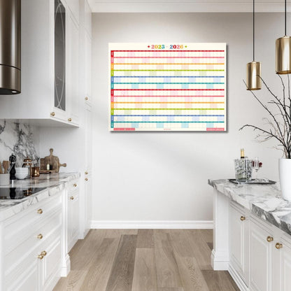 Colorful Mid Year Calendar – 2025–2026 Academic Wall Planner – Retro Brights – Aesthetic Year at a Glance