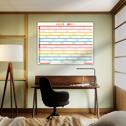 Colorful Mid Year Calendar – 2025–2026 Academic Wall Planner – Retro Brights – Aesthetic Year at a Glance