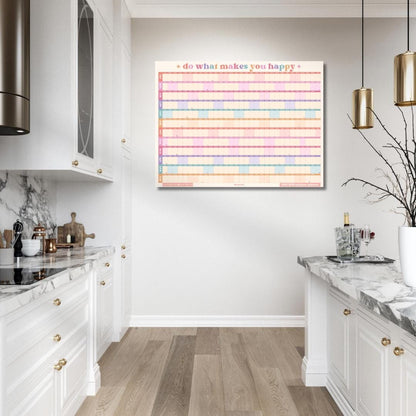 Do What Makes You Happy Calendar – Pastel Mid Year Wall Planner 2025–2026 – Aesthetic Dopamine Decor – July Start School Year Calendar