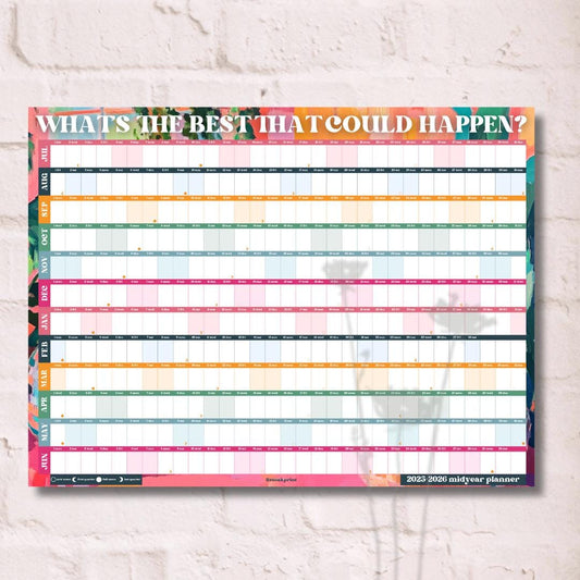 What’s the Best That Could Happen Wall Planner – Colorful Mid Year Calendar 2025–2026 – July Start Academic Planner – Motivational Print