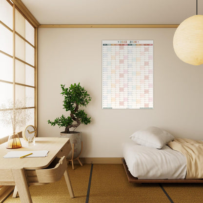 Vertical Wall Planner – Boho Earth Tones Mid Year Calendar 2025–2026 – July Start Academic Planner – Minimalist Dorm & Office Decor