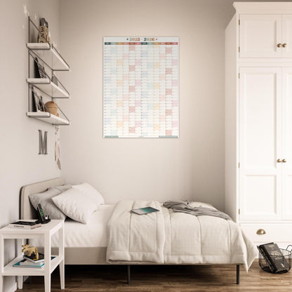 Vertical Wall Planner – Boho Earth Tones Mid Year Calendar 2025–2026 – July Start Academic Planner – Minimalist Dorm & Office Decor