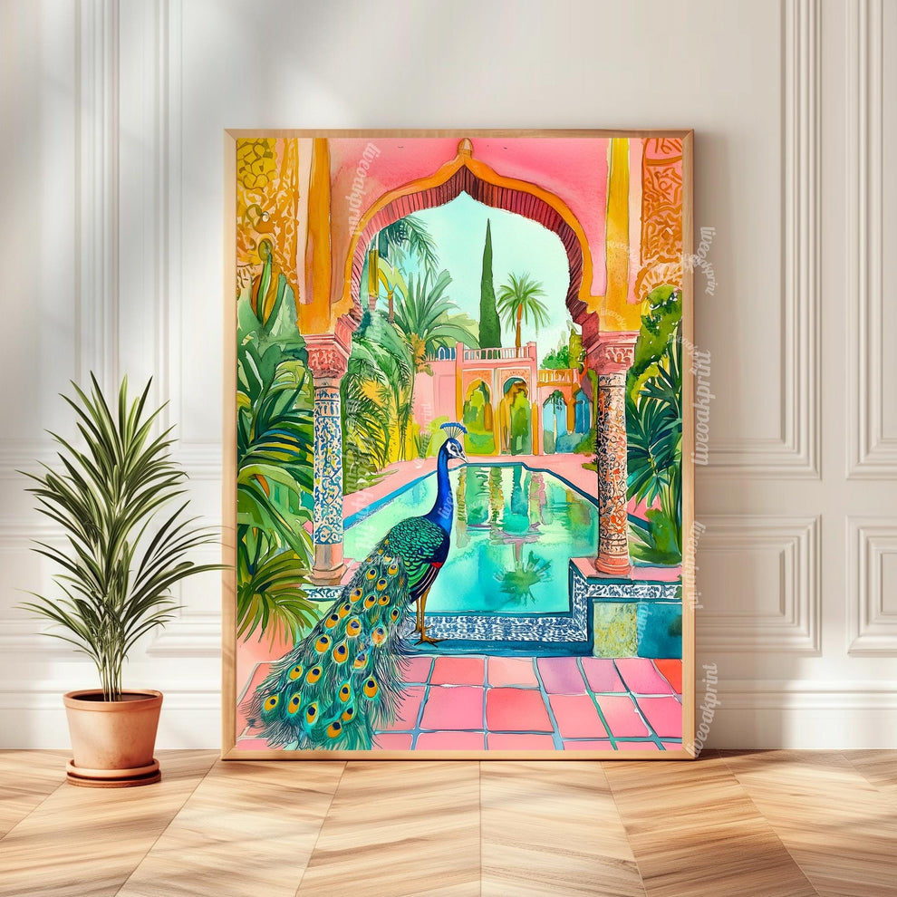 Peacock Wall Art – Colorful Bird Print – Exotic Boho Decor – Tropical Art Print – Vibrant Animal Wall Art for Living Room or Bedroom