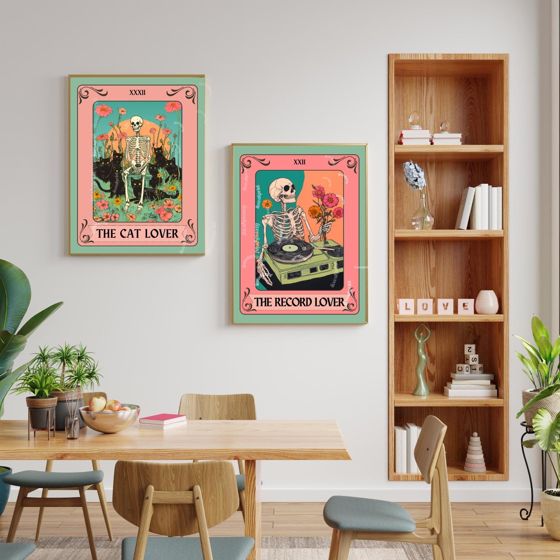 Records Wall Art – Vinyl Wall Print Music Nook Decor Boho Wall Art Midcentury Decor for Living Room Music Lover Gift Record Vinyl Gift Idea