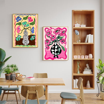 Surreal Eye Flower Print – Funky Dopamine Decor – Matisse-Inspired Bold Wall Art – Trippy Floral Poster – Aesthetic Art Print