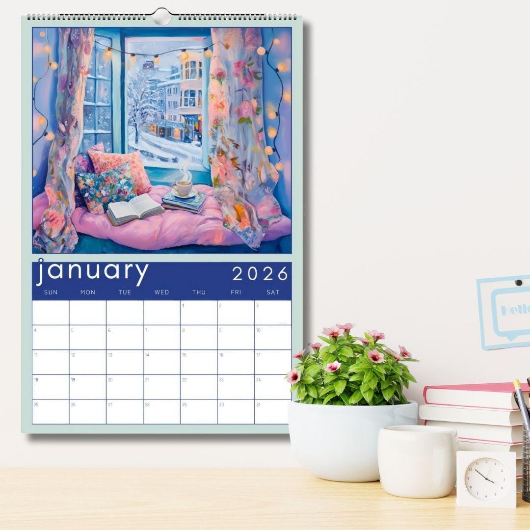 Cozy Book Nooks Calendar 2025 – Wall Calendar for Book Lovers – BookTok-Inspired Decor – Bookish Gift – Reading Nook Aesthetic Wall Art