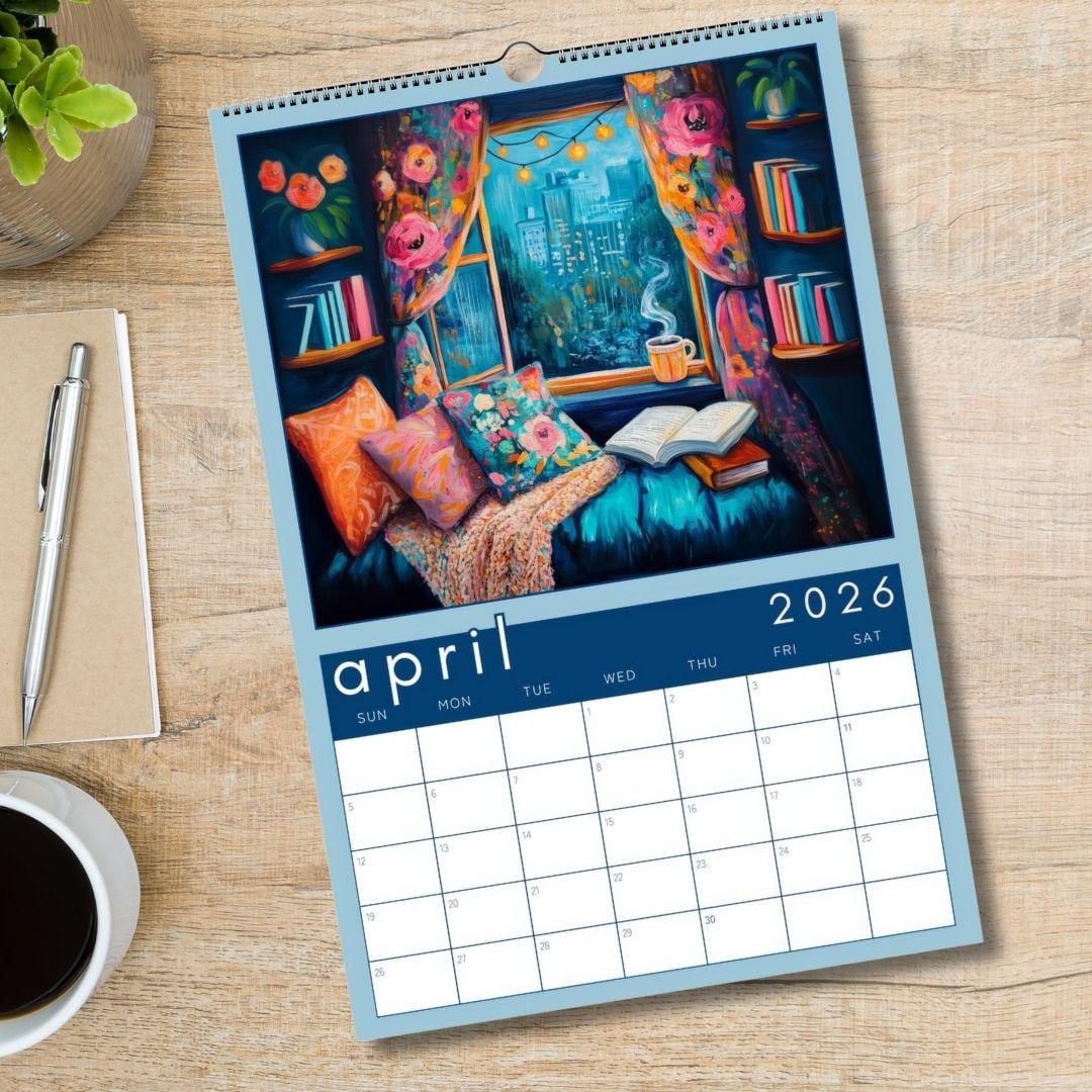 Cozy Book Nooks Calendar 2025 – Wall Calendar for Book Lovers – BookTok-Inspired Decor – Bookish Gift – Reading Nook Aesthetic Wall Art