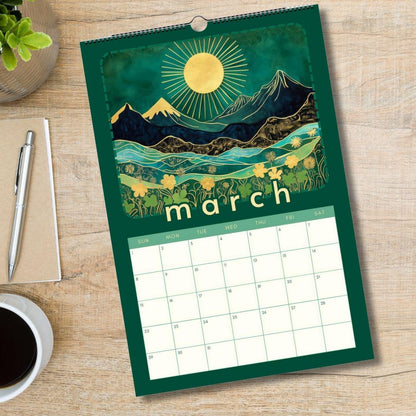 Mountain Views Calendar 2025–2026 – Mid Year Wall Calendar – July Start Academic Planner – Nature Wall Art – Gift for Hikers Outdoor Lovers
