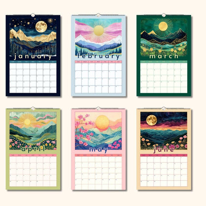Mountain Views Calendar 2025–2026 – Mid Year Wall Calendar – July Start Academic Planner – Nature Wall Art – Gift for Hikers Outdoor Lovers