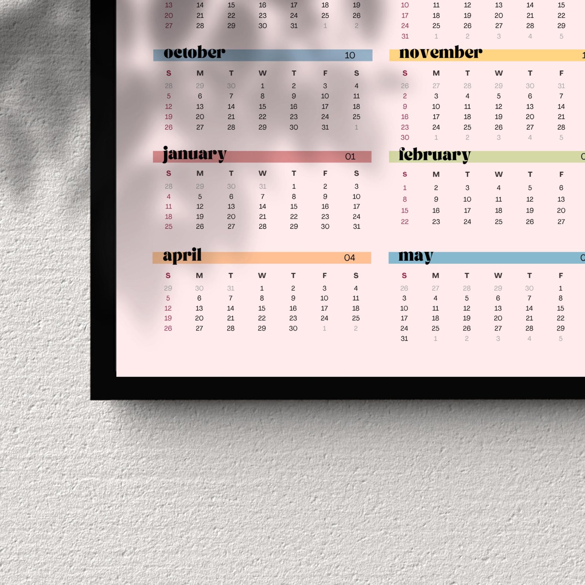 2025–2026 Tiger Calendar – Mid Year Wall Calendar – One Page Kitchen Calendar – Colorful Dopamine Decor – Academic Year at a Glance Planner