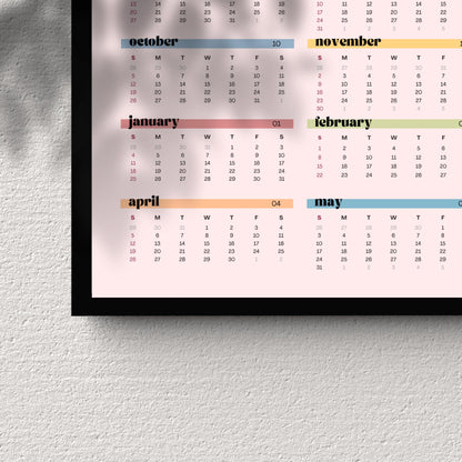2025–2026 Tiger Calendar – Mid Year Wall Calendar – One Page Kitchen Calendar – Colorful Dopamine Decor – Academic Year at a Glance Planner