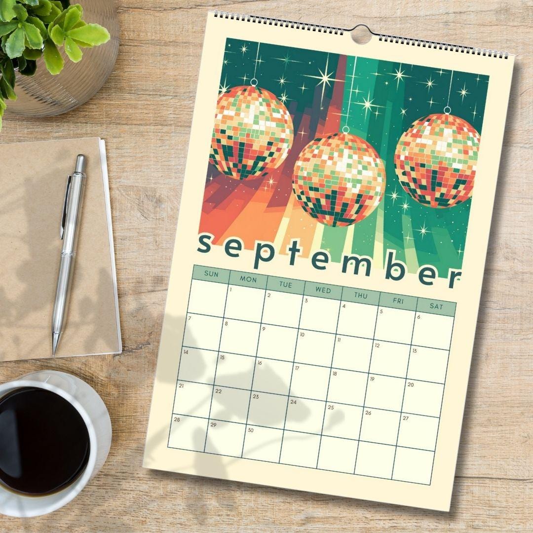 Mid year 2025-2026 Disco Calendar | 2025 Colorful Schoolyear Calendar | Disco Ball Gift | Disco Ball Wall Calendar | Academic Year Calendar
