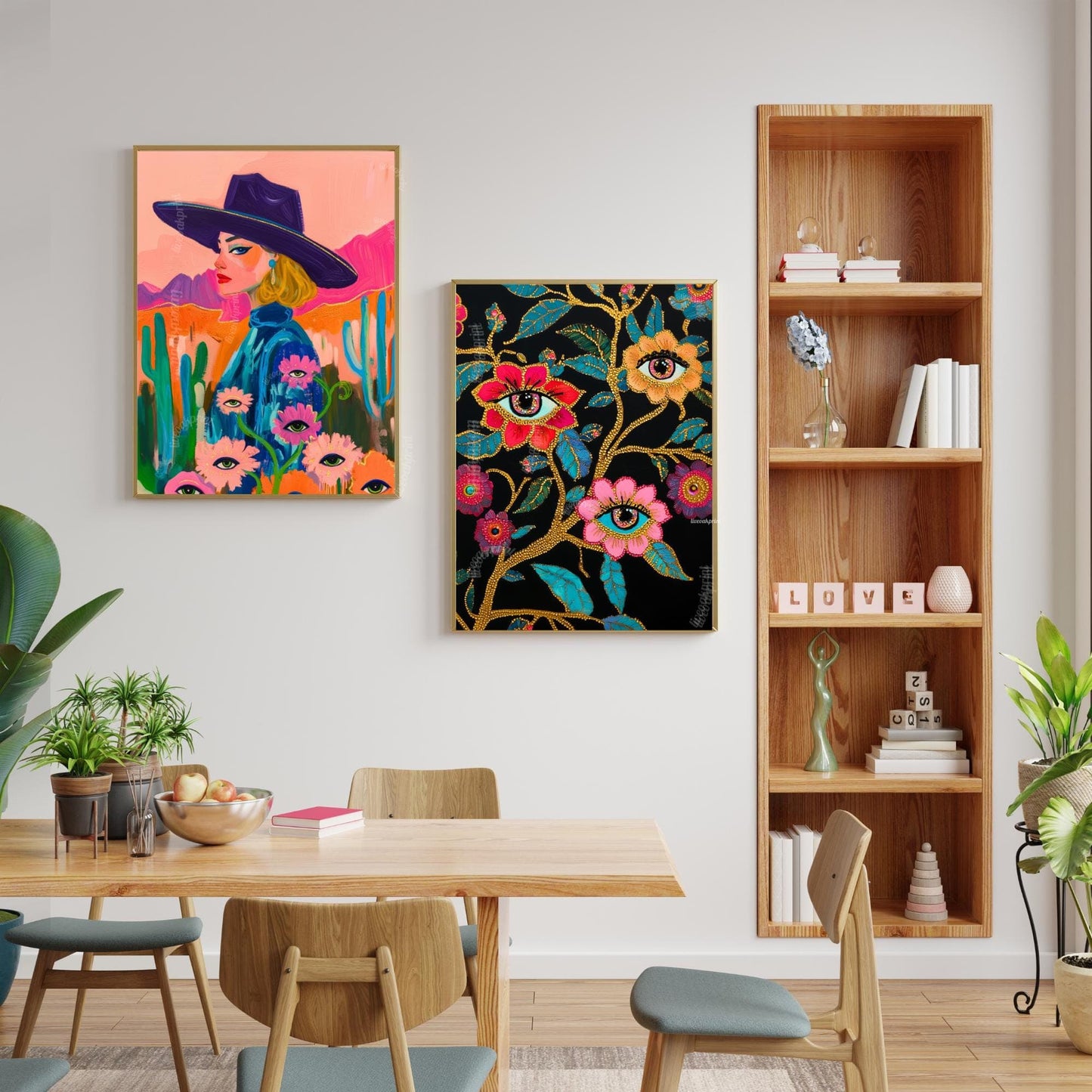 Surreal Eye Flower Art Print – Maximalist Floral Wall Art – Dark Botanical Print – Funky Eye Decor – Dopamine Decor for Eclectic Interiors