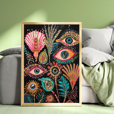 Surreal Eyeball Art Print – Dark Wall Decor Maximalist Wall Art Psychedelic Eye Art Moody Wall Decor Evil Eye Art Print