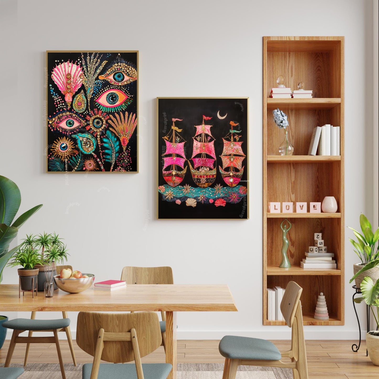 Surreal Ship Wall Art – Dark Coastal Decor – Maximalist Maritime Print – Marine Fantasy Wall Art – Dopamine Decor – Vibrant Nautical Poster