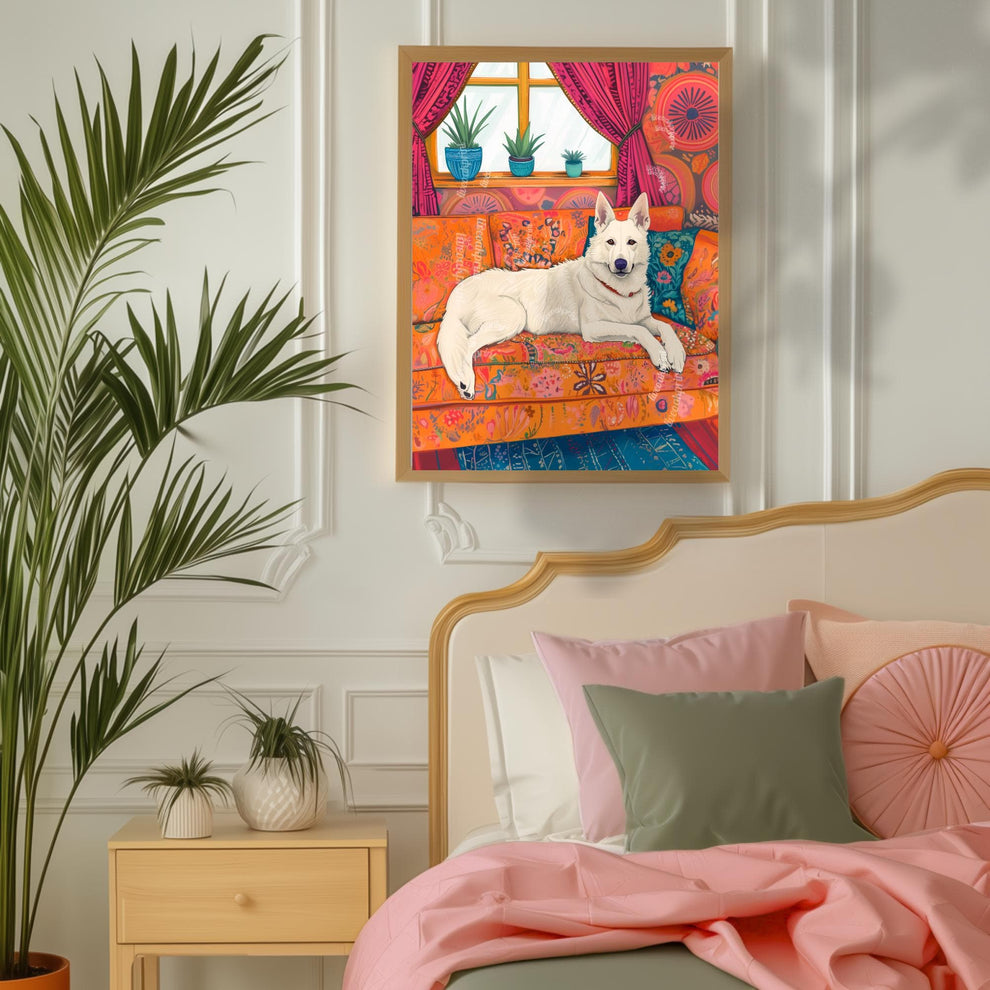 White Swiss German Shepherd Wall Art – White German Shepherd Wall Art – Dog Wall Decor – Dog Wall Art