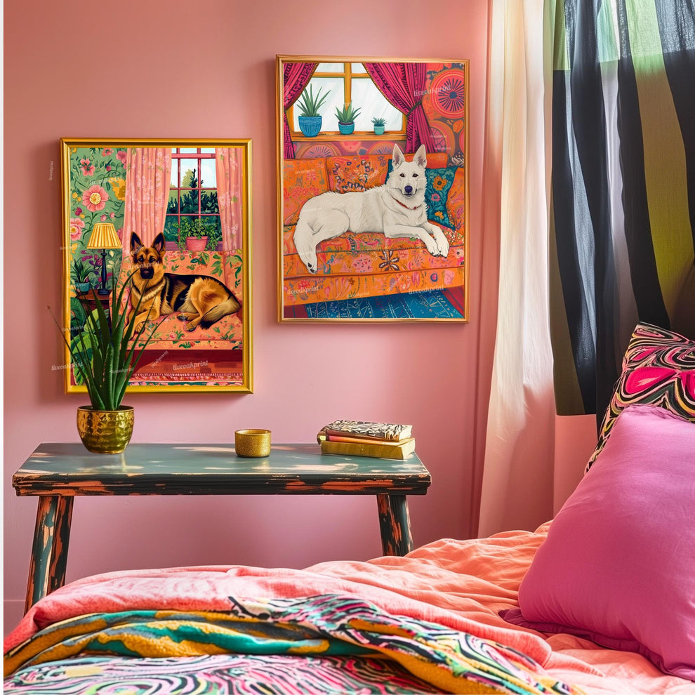 White Swiss German Shepherd Wall Art – White German Shepherd Wall Art – Dog Wall Decor – Dog Wall Art