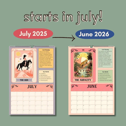 2025–2026 Seasonal Tarot Calendar | Witchy Midyear Calendar | Astrology Decor | Tarot Card Wall Art | Gift for Spiritual Friends
