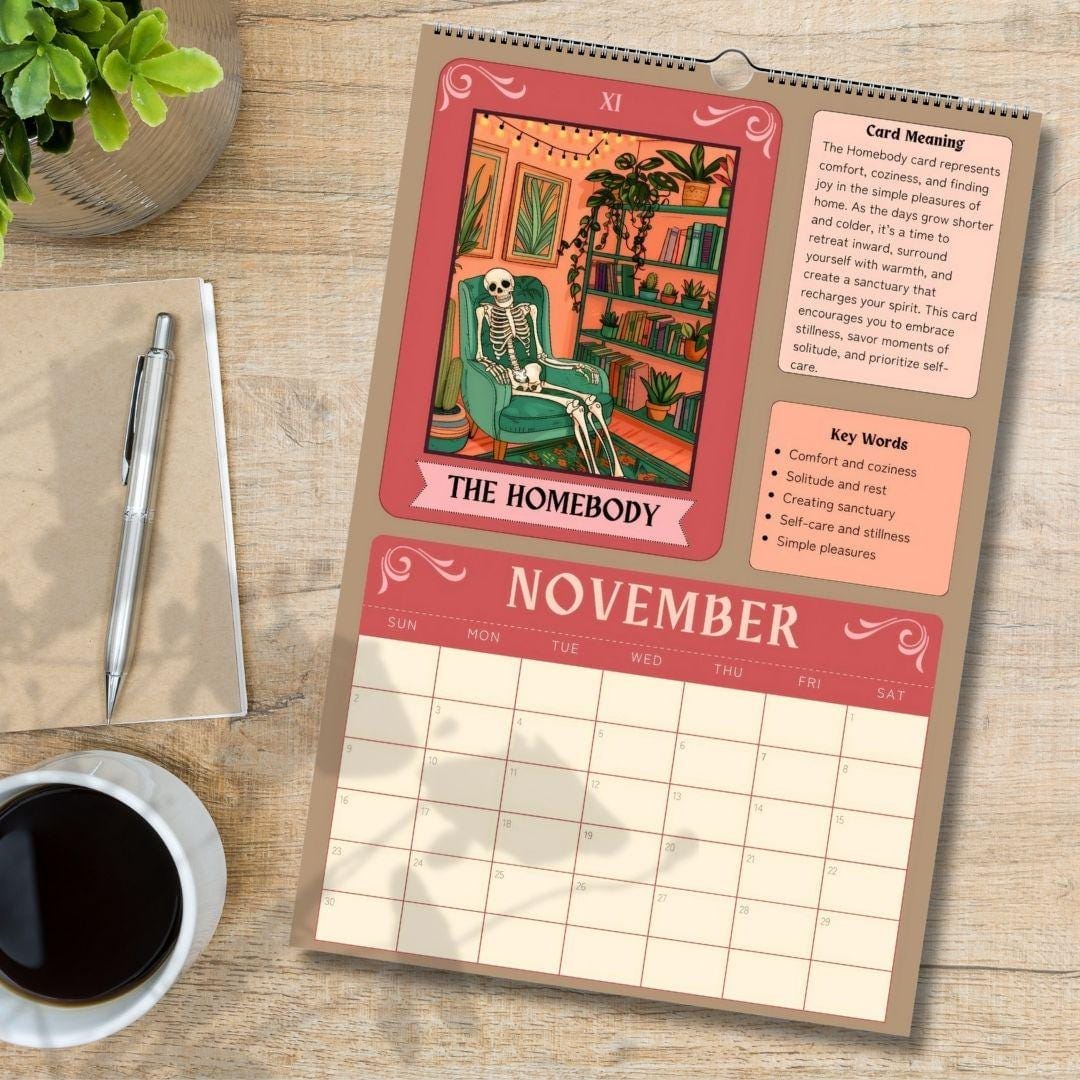 2025–2026 Seasonal Tarot Calendar | Witchy Midyear Calendar | Astrology Decor | Tarot Card Wall Art | Gift for Spiritual Friends