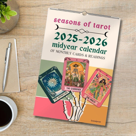 2025–2026 Seasonal Tarot Calendar | Witchy Midyear Calendar | Astrology Decor | Tarot Card Wall Art | Gift for Spiritual Friends