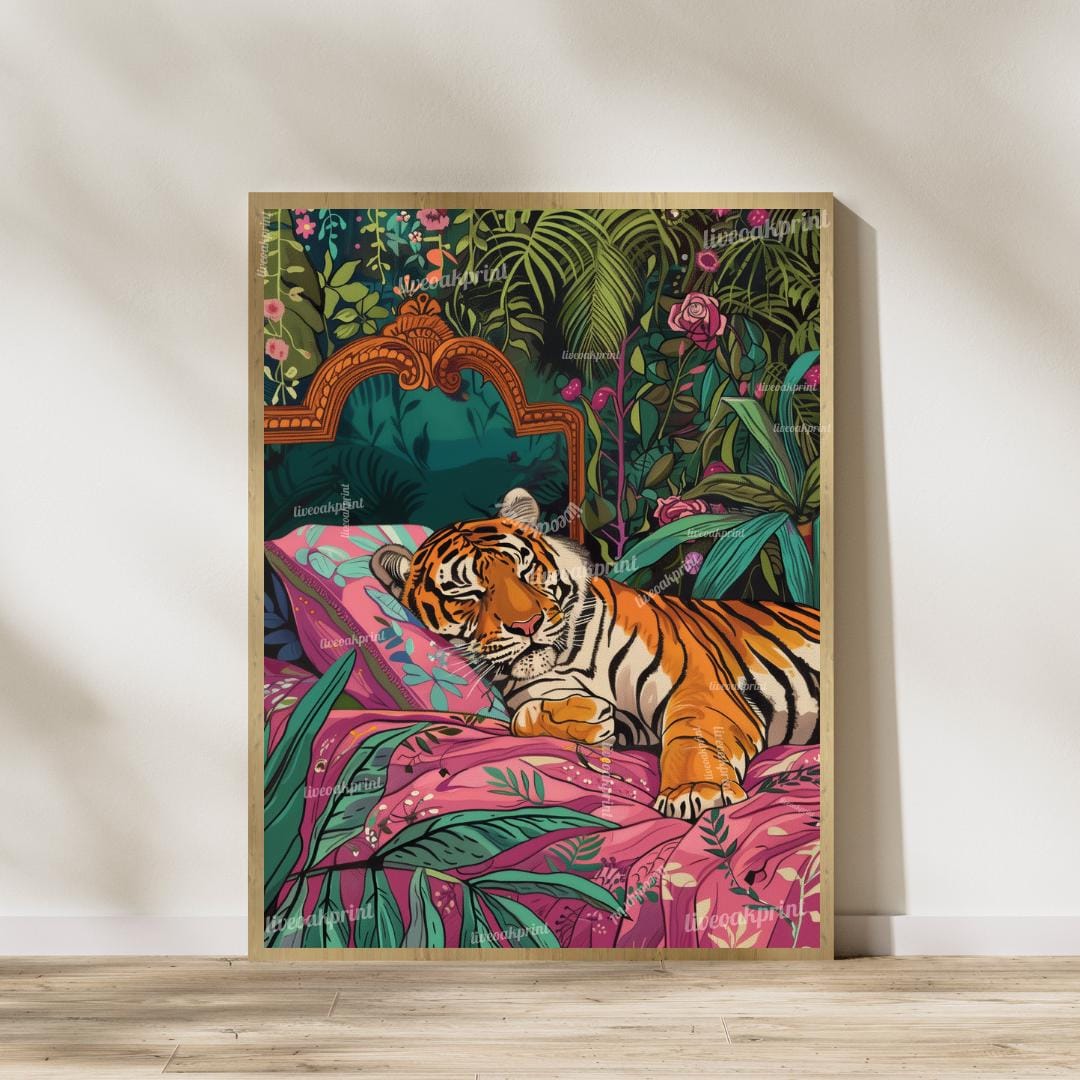 Tiger and Leopard Jungle Print Set – Maximalist Animal Wall Art – Vintage Glam Bedroom Decor – Junglecore Gallery Wall – Dopamine Decor
