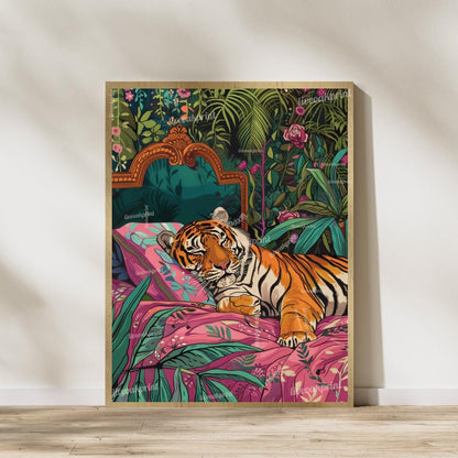Tiger and Leopard Jungle Print Set – Maximalist Animal Wall Art – Vintage Glam Bedroom Decor – Junglecore Gallery Wall – Dopamine Decor