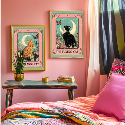 Orange Cat Art Print – Ginger Cat Wall Decor Witchy Botanical Cat Poster Boho Cat Lover Gift Ginger Cat Wall Decor Marmaleade Cat Gift