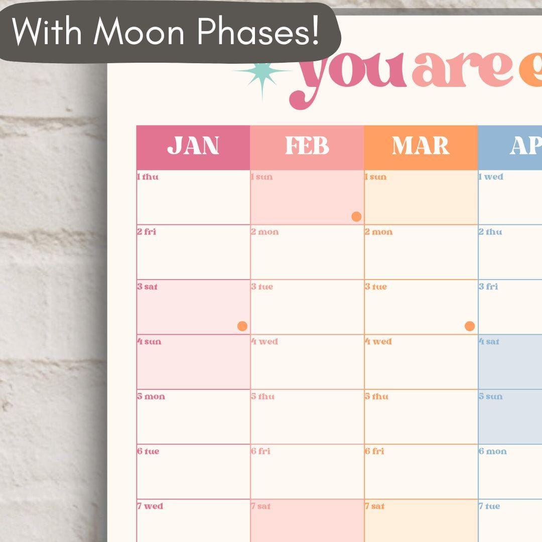 2026 Wall Planer: Bright Pastel Colors - Large Vertical Year-At-A-Glance Calendar
