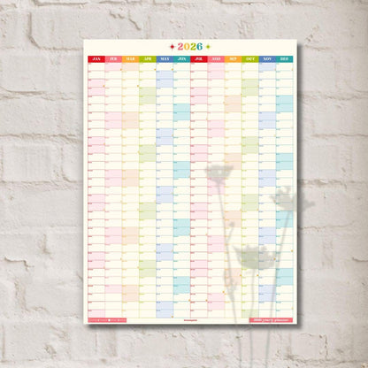 2026 Vertical Wall Planner: Retro Brights - Colorful Yearly Wall Planner