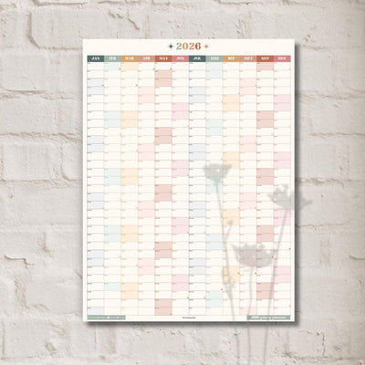 2026 Yearly Wall Planner: Boho Earth Tones