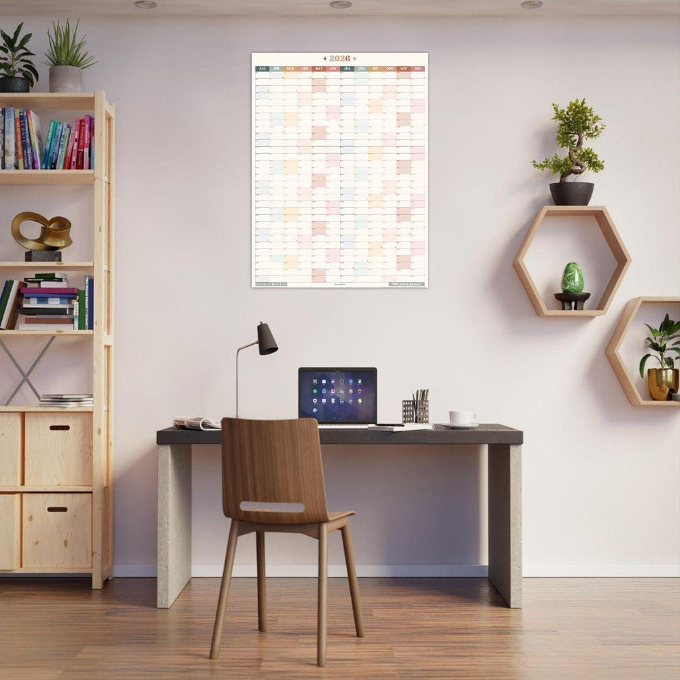2026 Yearly Wall Planner: Boho Earth Tones